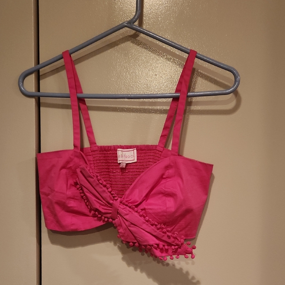 Pink Bow-Front Bralette Crop Top